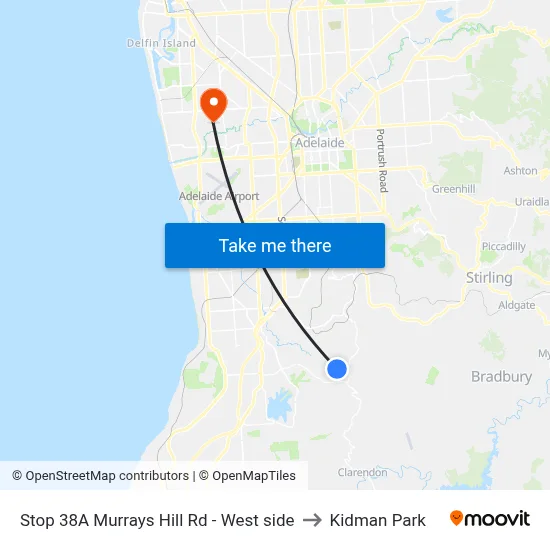 Stop 38A Murrays Hill Rd - West side to Kidman Park map