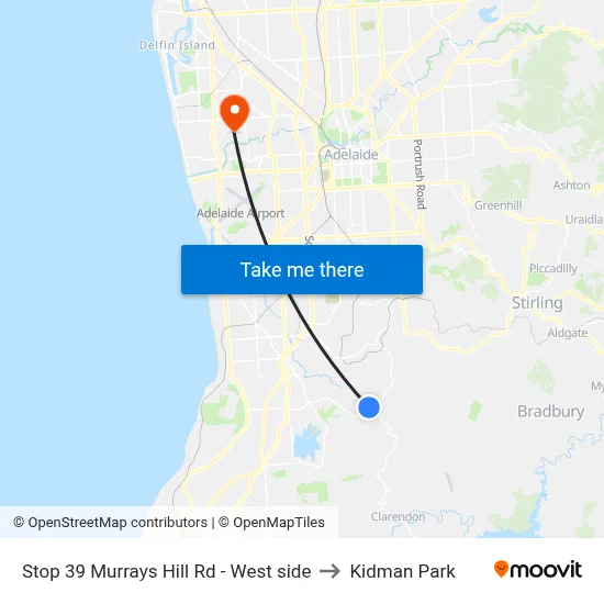Stop 39 Murrays Hill Rd - West side to Kidman Park map