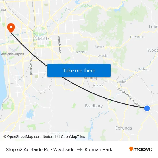 Stop 62 Adelaide Rd - West side to Kidman Park map