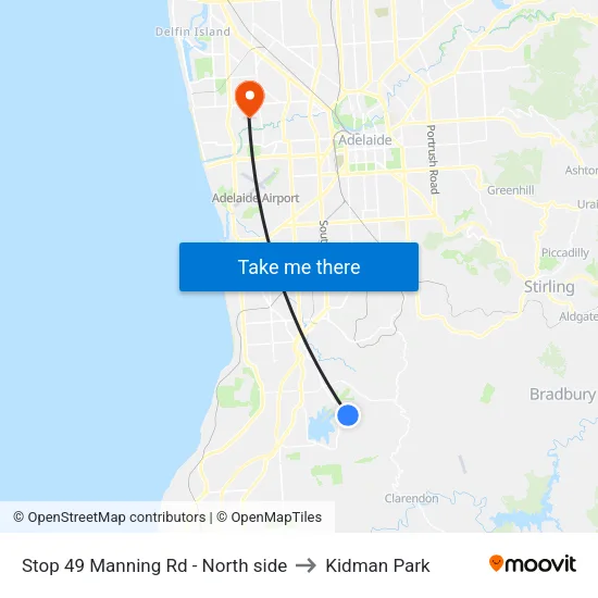 Stop 49 Manning Rd - North side to Kidman Park map
