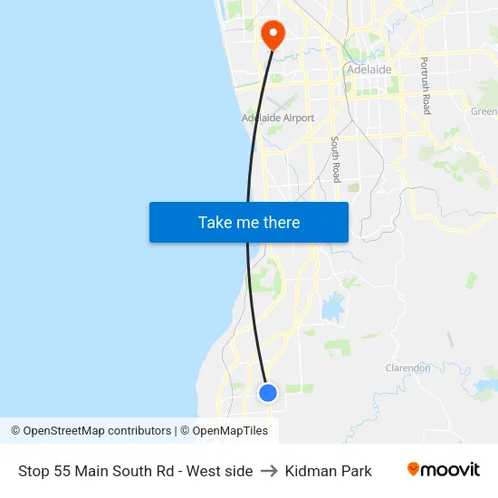 Stop 55 Main South Rd - West side to Kidman Park map