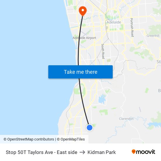 Stop 50T Taylors Ave - East side to Kidman Park map