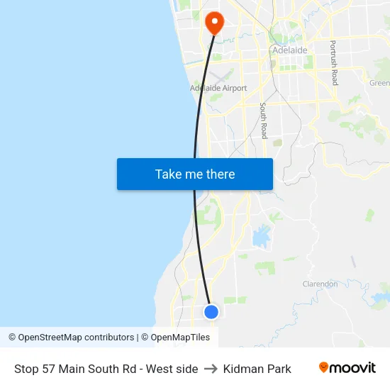 Stop 57 Main South Rd - West side to Kidman Park map