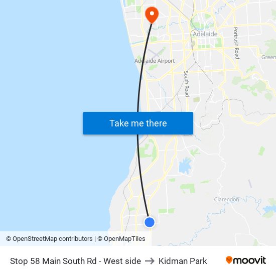 Stop 58 Main South Rd - West side to Kidman Park map