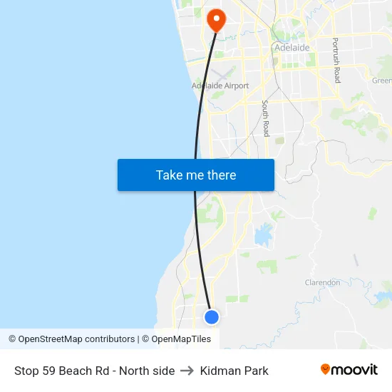 Stop 59 Beach Rd - North side to Kidman Park map
