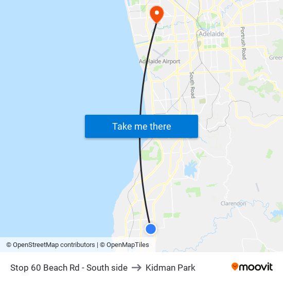 Stop 60 Beach Rd - South side to Kidman Park map