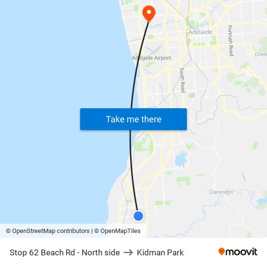 Stop 62 Beach Rd - North side to Kidman Park map