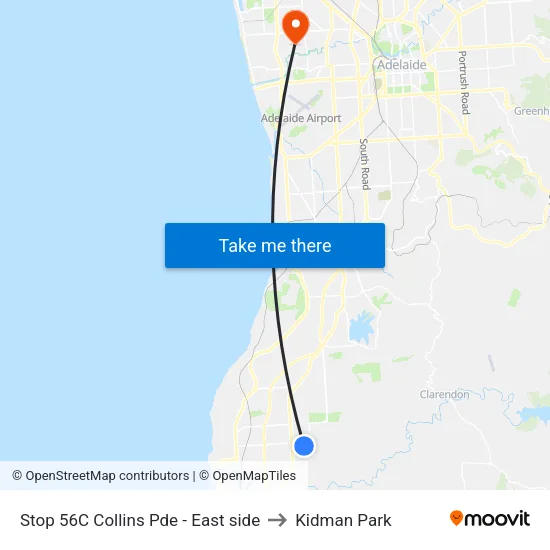 Stop 56C Collins Pde - East side to Kidman Park map