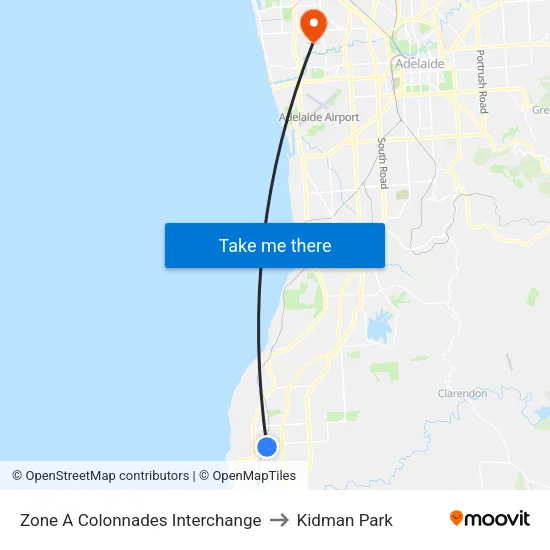 Zone A Colonnades Interchange to Kidman Park map