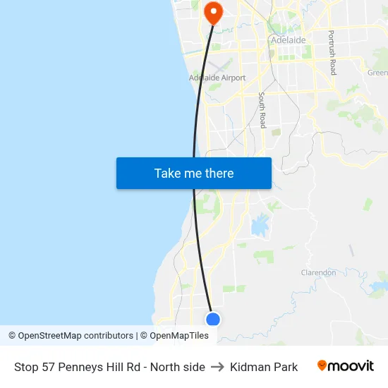 Stop 57 Penneys Hill Rd - North side to Kidman Park map
