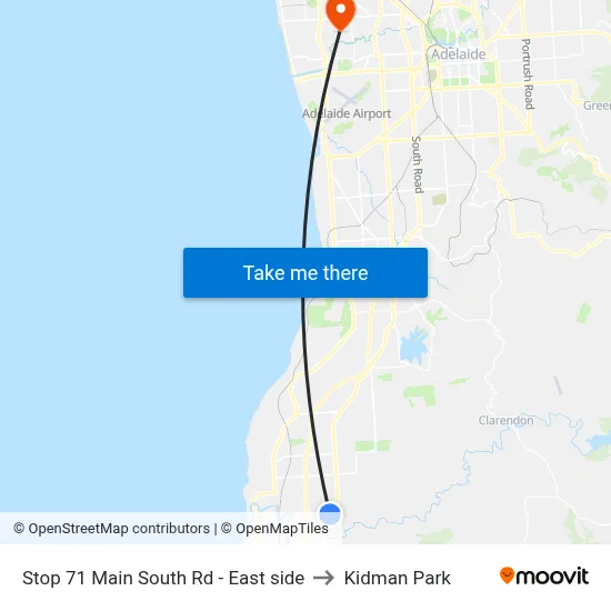 Stop 71 Main South Rd - East side to Kidman Park map