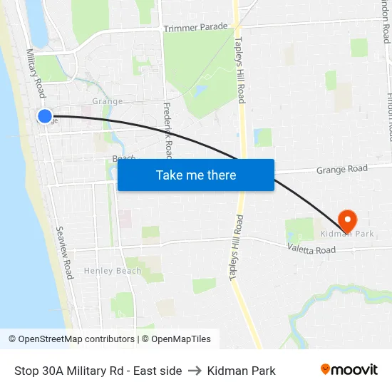 Stop 30A Military Rd - East side to Kidman Park map