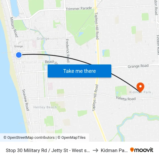 Stop 30 Military Rd / Jetty St - West side to Kidman Park map