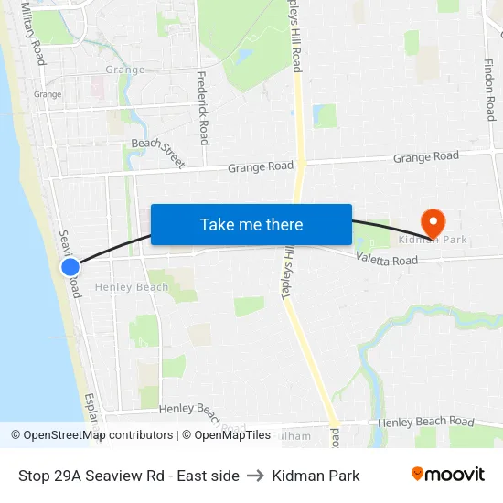 Stop 29A Seaview Rd - East side to Kidman Park map