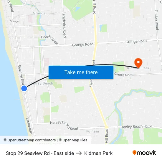Stop 29 Seaview Rd - East side to Kidman Park map