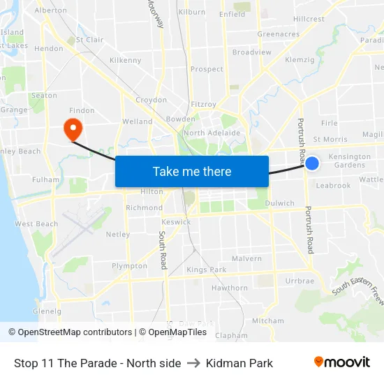 Stop 11 The Parade - North side to Kidman Park map