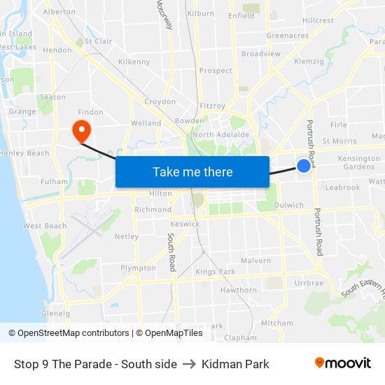 Stop 9 The Parade - South side to Kidman Park map