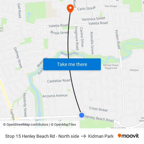 Stop 15 Henley Beach Rd - North side to Kidman Park map