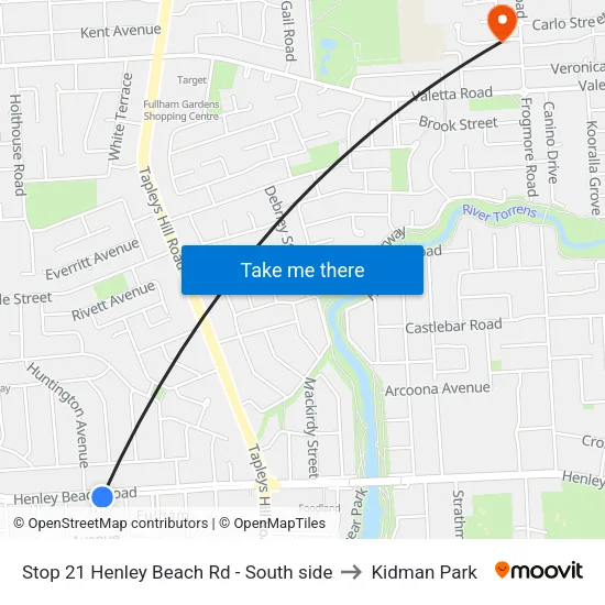 Stop 21 Henley Beach Rd - South side to Kidman Park map
