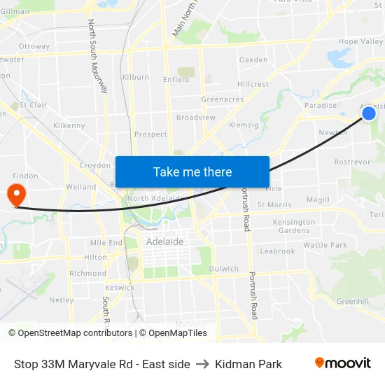 Stop 33M Maryvale Rd - East side to Kidman Park map