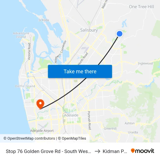 Stop 76 Golden Grove Rd - South West side to Kidman Park map
