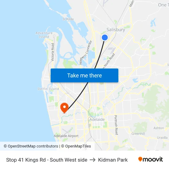 Stop 41 Kings Rd - South West side to Kidman Park map