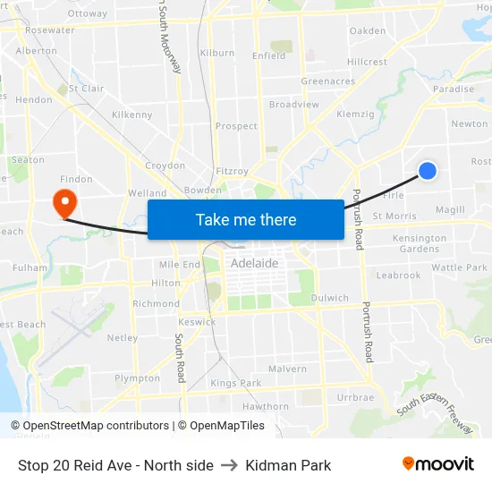 Stop 20 Reid Ave - North side to Kidman Park map