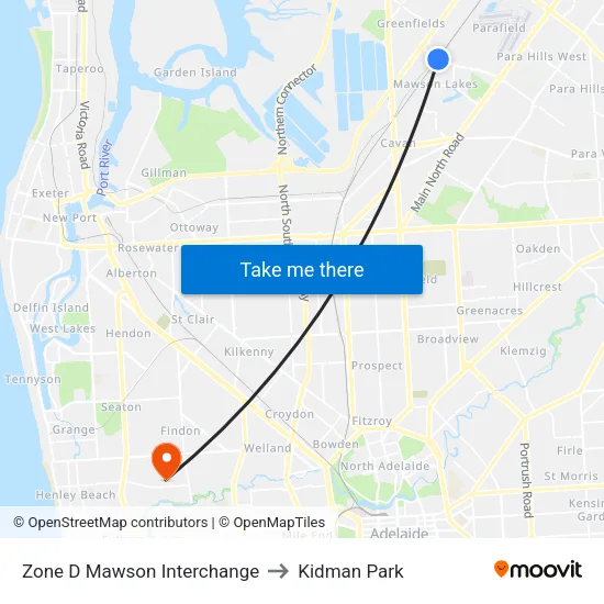 Zone D Mawson Interchange to Kidman Park map