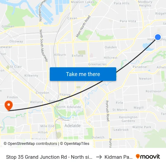Stop 35 Grand Junction Rd - North side to Kidman Park map