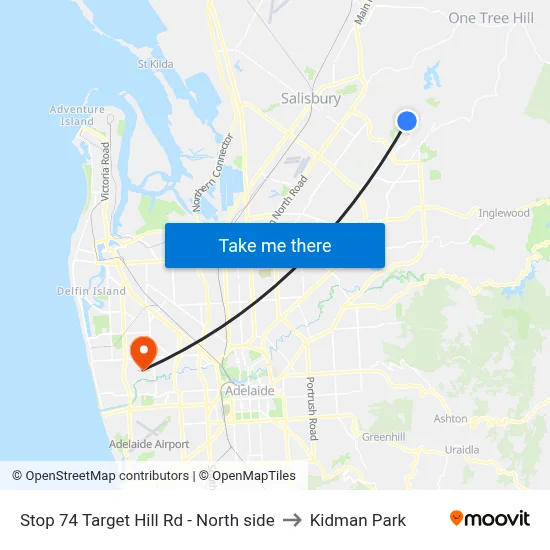 Stop 74 Target Hill Rd - North side to Kidman Park map