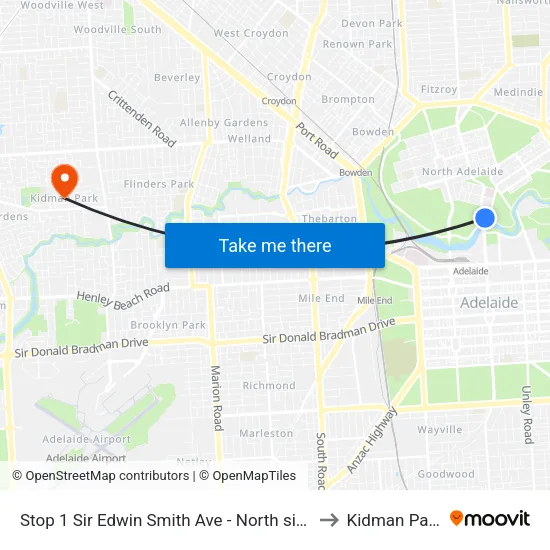 Stop 1 Sir Edwin Smith Ave - North side to Kidman Park map