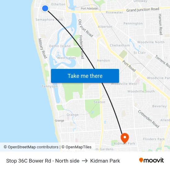 Stop 36C Bower Rd - North side to Kidman Park map
