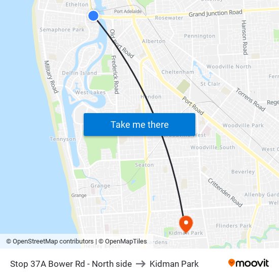 Stop 37A Bower Rd - North side to Kidman Park map