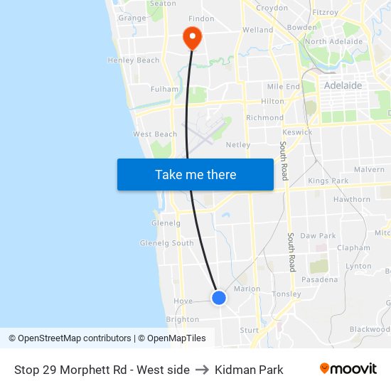 Stop 29 Morphett Rd - West side to Kidman Park map