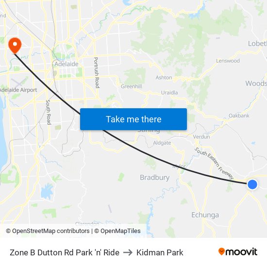 Zone B Dutton Rd Park 'n' Ride to Kidman Park map