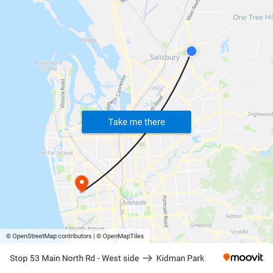 Stop 53 Main North Rd - West side to Kidman Park map