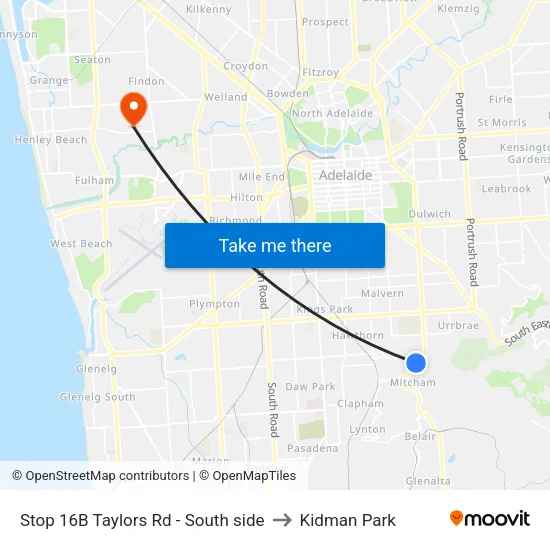 Stop 16B Taylors Rd - South side to Kidman Park map