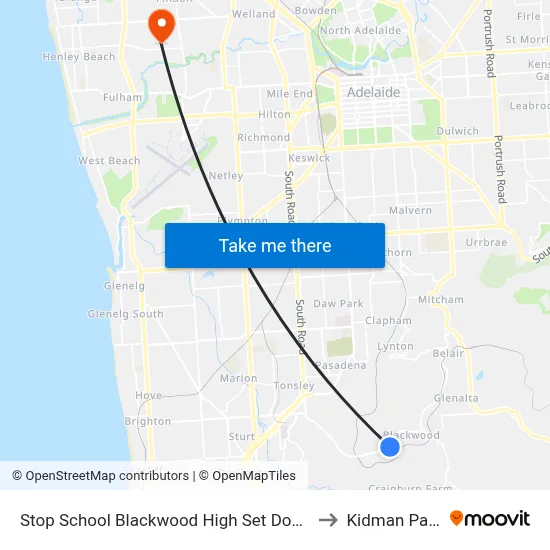 Stop School Blackwood High Set Down to Kidman Park map