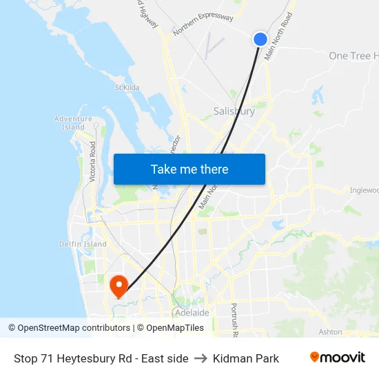 Stop 71 Heytesbury Rd - East side to Kidman Park map