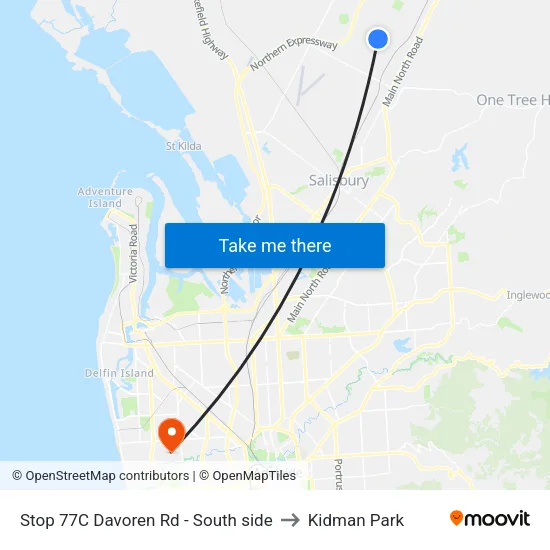 Stop 77C Davoren Rd - South side to Kidman Park map