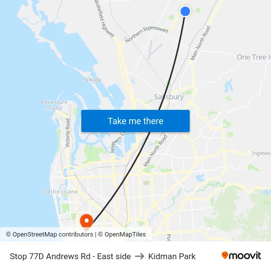 Stop 77D Andrews Rd - East side to Kidman Park map