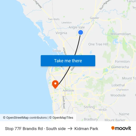Stop 77F Brandis Rd - South side to Kidman Park map