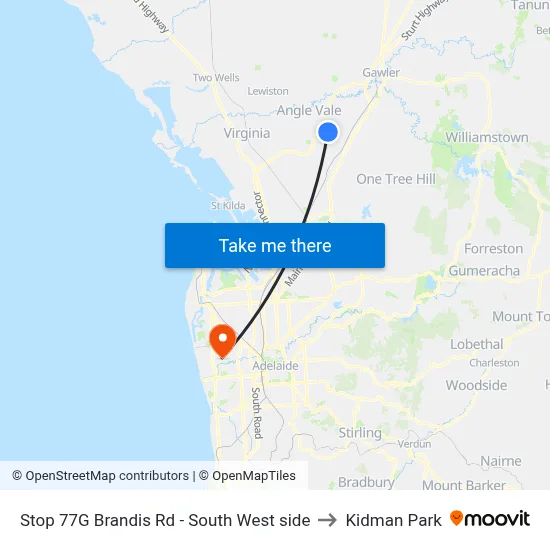 Stop 77G Brandis Rd - South West side to Kidman Park map