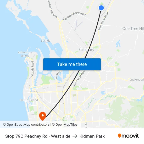 Stop 79C Peachey Rd - West side to Kidman Park map