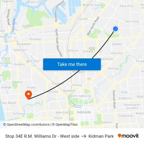Stop 34E R.M. Williams Dr - West side to Kidman Park map