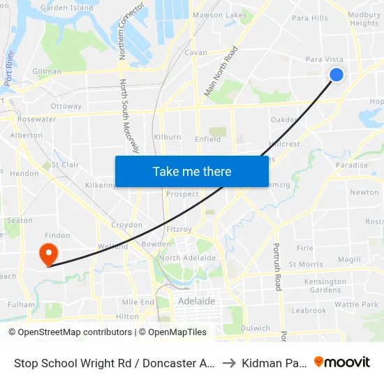 Stop School Wright Rd / Doncaster Ave to Kidman Park map