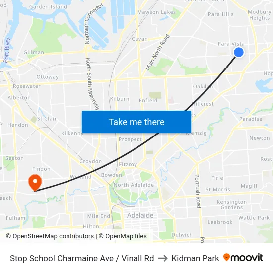 Stop School Charmaine Ave / Vinall Rd to Kidman Park map