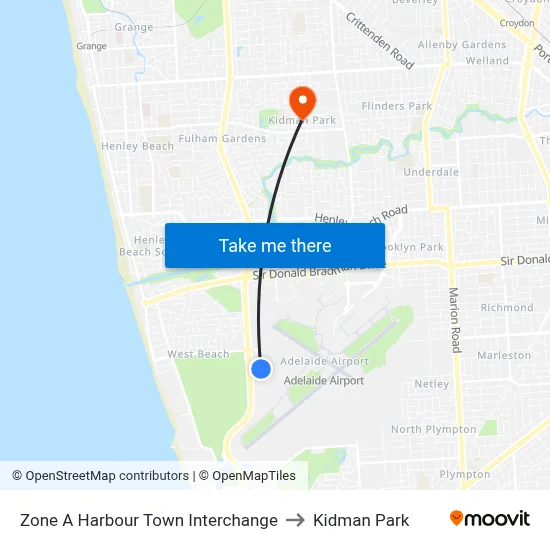 Zone A Harbour Town Interchange to Kidman Park map
