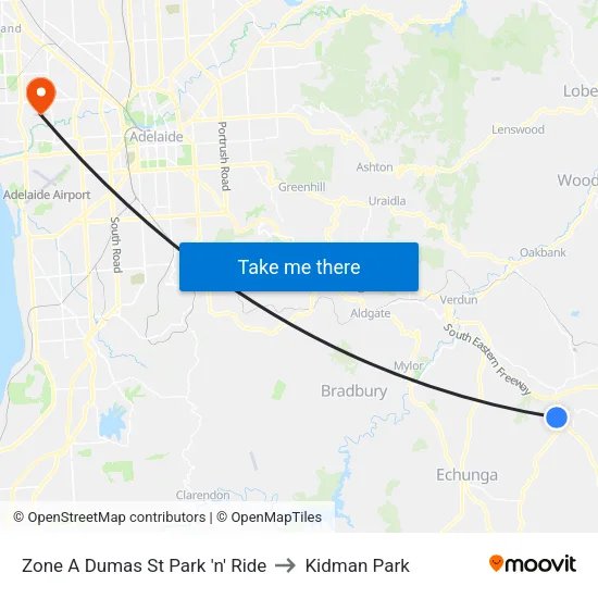 Zone A Dumas St Park 'n' Ride to Kidman Park map