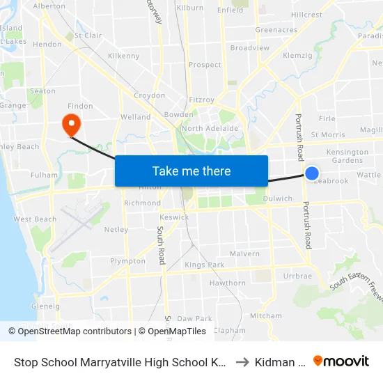Stop School Marryatville High School Kensington Rd to Kidman Park map